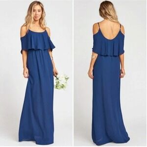 Show Me Your‎ Mumu Caitlin Ruffle Maxi Dress XL Rich Navy Crisp Bridesmaid